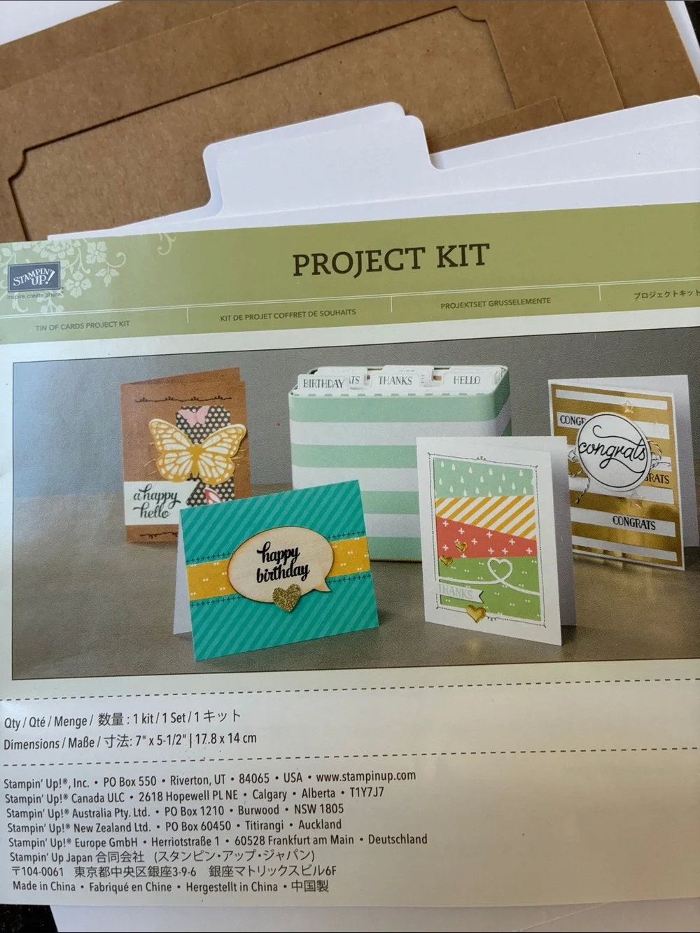 Stampin' Up! Project Kit with White, Brown, Green, Yellow Accents